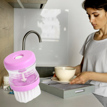 Wash Basin Brush with Soap Dispenser – Efficient Multicolor Cleaner | VelvetBubbles - CartCo.Online