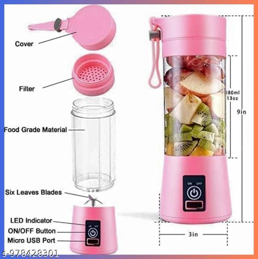 Mini Portable Blender Juicer Grinder USB Rechargeable 6 Blade Fruit Smoothie Maker Pink