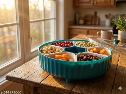 360° Rotating Masala Box 7 Compartment with Spoon | Airtight Spice Organizer for Kitchen | Transparent Plastic Masala Dabba | Dry Fruit, Mukhwas, Snacks & Seasoning Storage Container - Crispix 