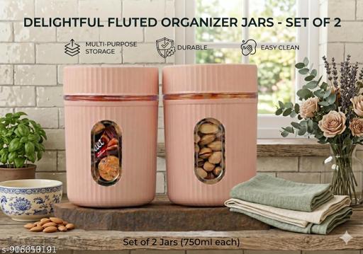 Pack of 2 Airtight Storage Containers for Kitchen | Plastic Snack & Dry Food Jar Set | Tea Coffee Sugar Container Box | Dry Fruits, Masala, Biscuit Storage | Leakproof Pantry Organizer - Crispix 