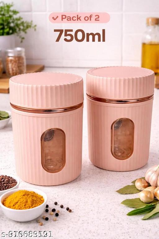 Pack of 2 Airtight Storage Containers for Kitchen | Plastic Snack & Dry Food Jar Set | Tea Coffee Sugar Container Box | Dry Fruits, Masala, Biscuit Storage | Leakproof Pantry Organizer - Crispix 