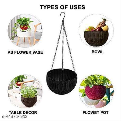 (Pack of 4) hanging planter Euro Elegance Round Solid Look and Feel Pots for Home & Balcony Garden 17.5cm Diameter by Fitmate (Multicolour) (Pack of 4) - Crispix 