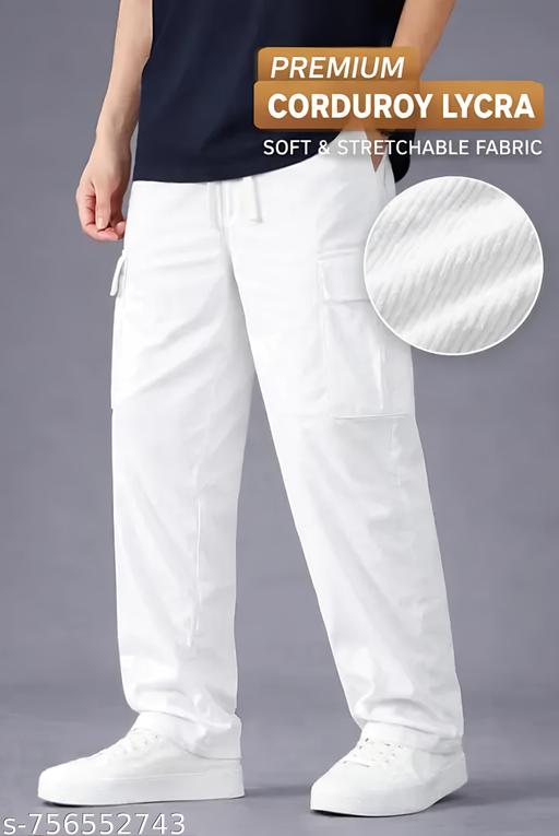 Men's Trendy Corduroy Cargo Pants | Loose Fit Side Pocket Trousers | Stylish Korean Streetwear for Boys" - Crispix 
