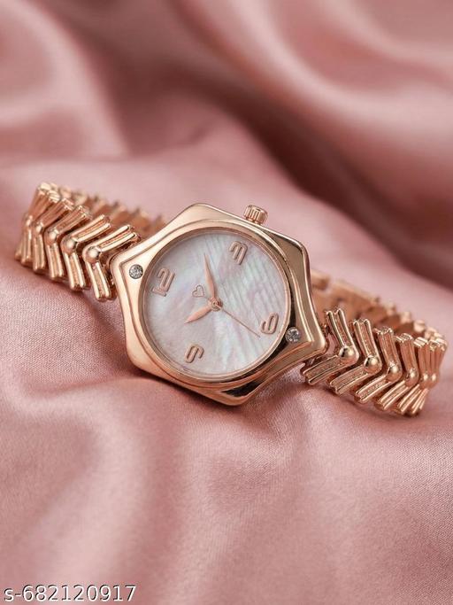 Elegant Rose Gold  Analog Watch for Women | Pearl Finish Dial | Metal Bracelet Strap | Stylish Quartz Wrist Watch for Girls & Women - Crispix 