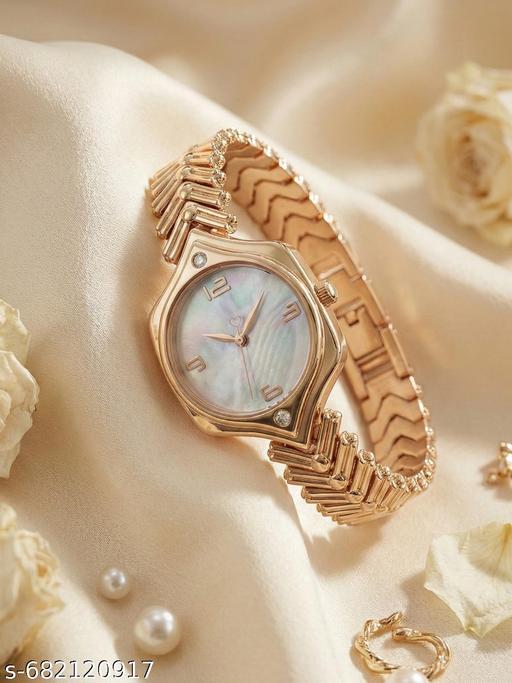 Elegant Rose Gold  Analog Watch for Women | Pearl Finish Dial | Metal Bracelet Strap | Stylish Quartz Wrist Watch for Girls & Women - Crispix 