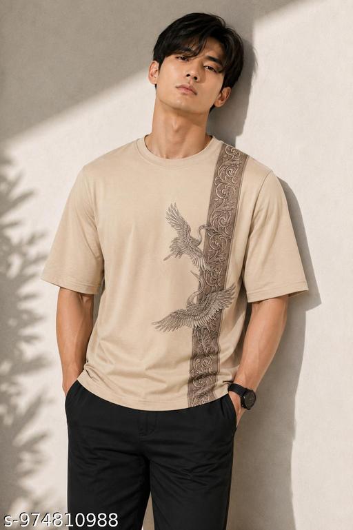 MEN ROUND NECK COTTON  LYCRA PRINT TSHIRT   - Crispix 