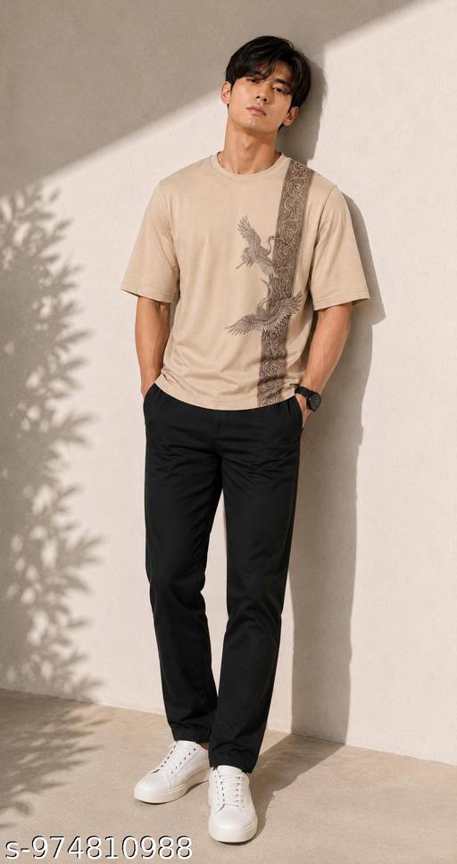 MEN ROUND NECK COTTON  LYCRA PRINT TSHIRT   - Crispix 