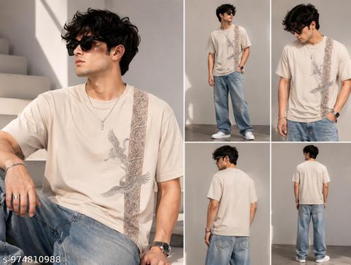 MEN ROUND NECK COTTON  LYCRA PRINT TSHIRT   - Crispix 