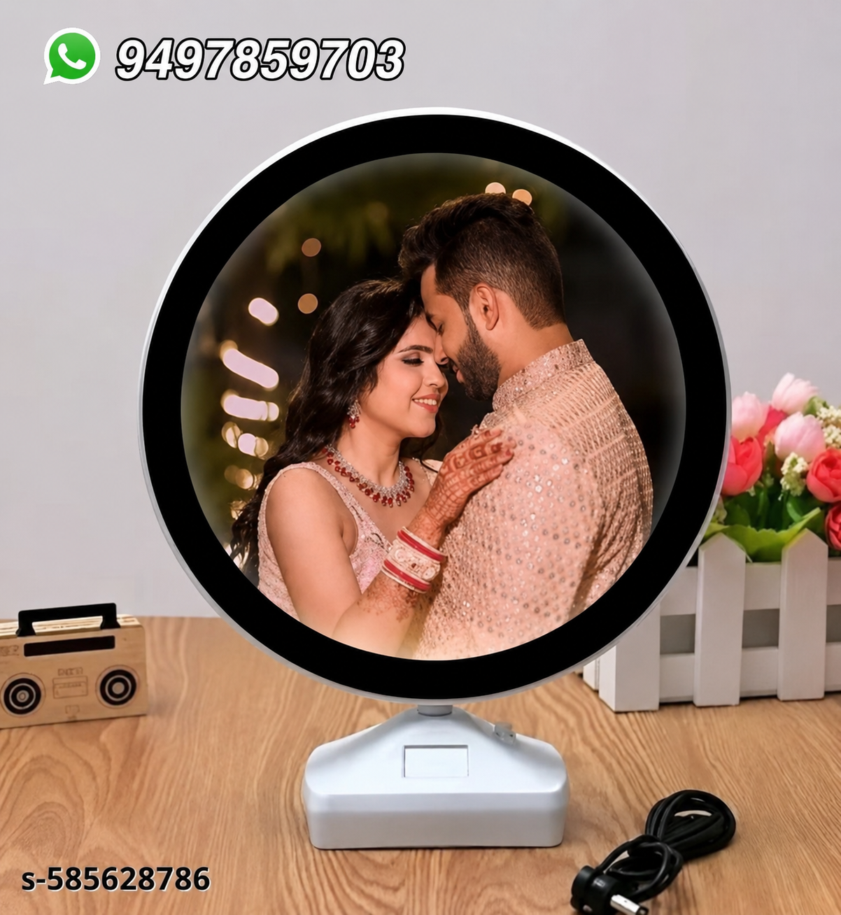 Magic Mirror LED Tabletop Customized Photo Frame For Valentines Day Gifts, Anniversary, Birthday - Crispix 