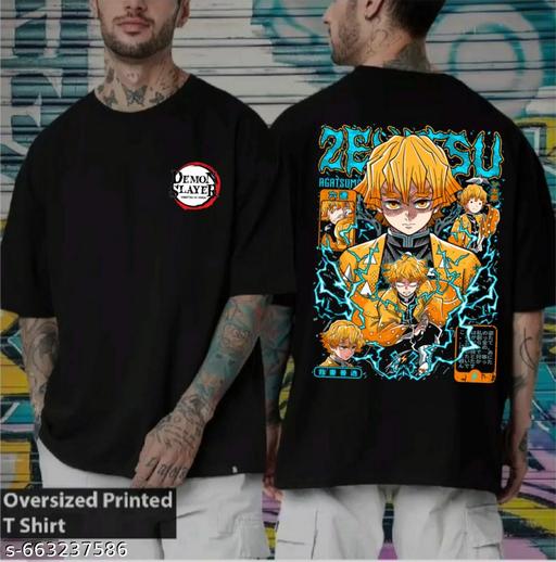 demon oversized round neck printed black t-shirt - Crispix 