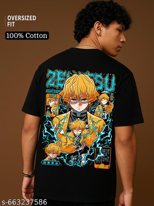 demon oversized round neck printed black t-shirt - Crispix 