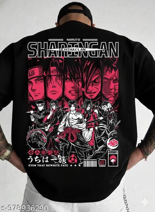Naruto Itachi Uchiha Anime T Shirt for Men | Black Cotton Graphic Tshirt - Crispix 