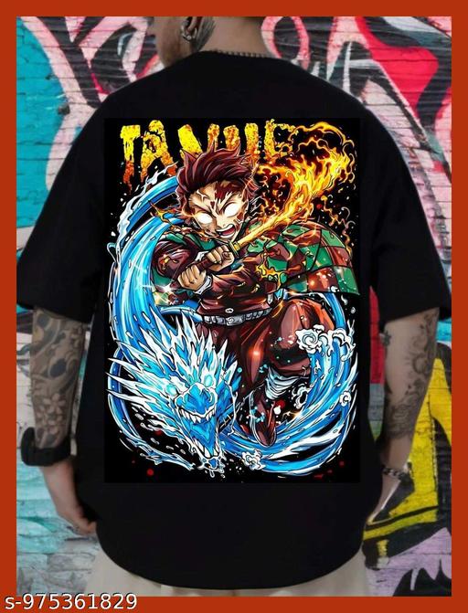 Tanjiro Kamado Anime T Shirt for Men | Demon Slayer Black Cotton Tshirt - Crispix 
