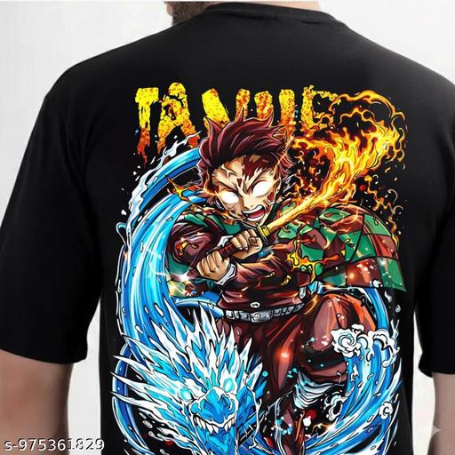 Tanjiro Kamado Anime T Shirt for Men | Demon Slayer Black Cotton Tshirt - Crispix 