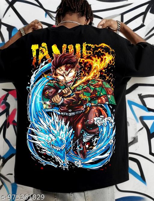 Tanjiro Kamado Anime T Shirt for Men | Demon Slayer Black Cotton Tshirt - Crispix 