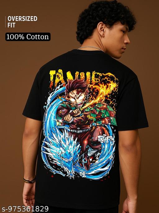 Tanjiro Kamado Anime T Shirt for Men | Demon Slayer Black Cotton Tshirt - Crispix 