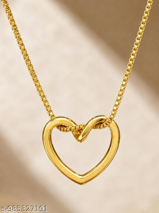 Trending and Stylish Gold-Plated Heart Shape Pendant with High-Quality Chain Set for Girls and women - Crispix 