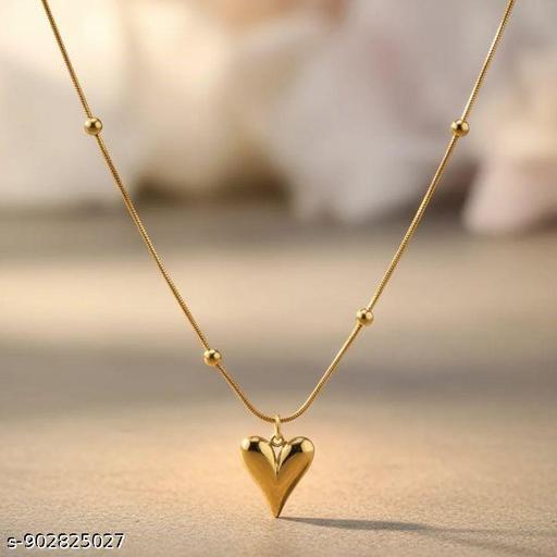 Fancy Gold Plated Heart Shep Pendent And Golden Chain - Crispix 