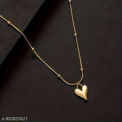 Fancy Gold Plated Heart Shep Pendent And Golden Chain - Crispix 