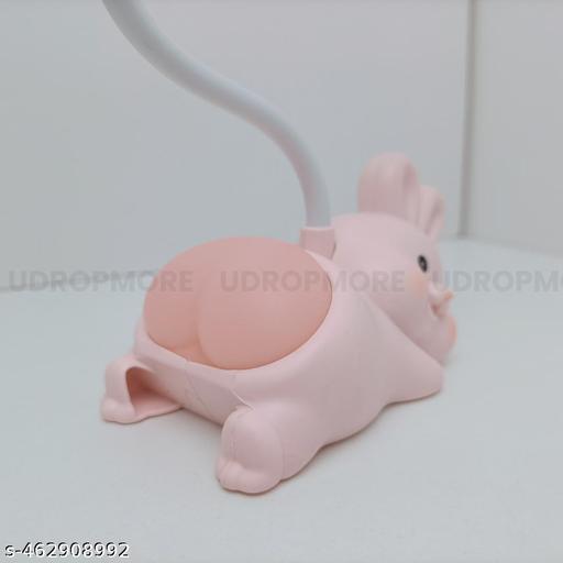 Table Leo Lamp for Kids | Cute Rabbit Shaped with Night Light for Study Table, Bedroom, Study Room, Reading , Ambient Light , USB Charging, 2 Lamp Modes (Pink Color) - Crispix 