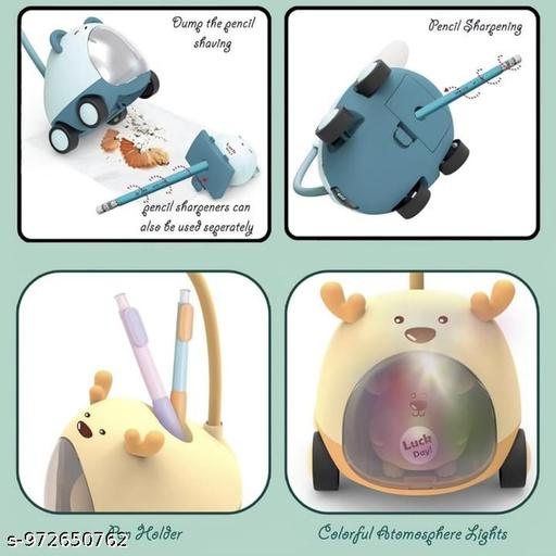 Cute Bear LED Desk Lamp, Green, Flexible Neck, Kids' Study Light with Cartoon Design on Wheels - Crispix 