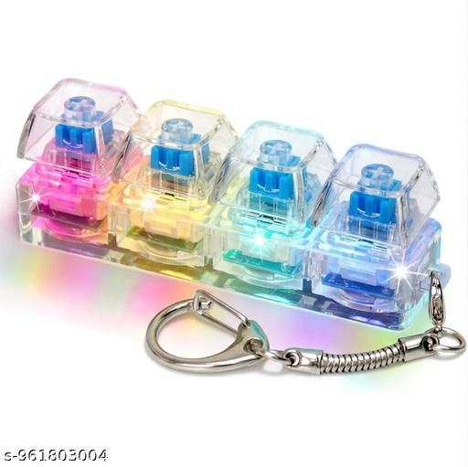 4-Key Mechanical Keyboard Fidget Keychain (Blue Clicky Switches) | Transparent Stress Relief Toy & Desk Accessory - Crispix 