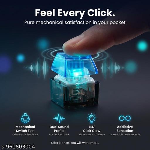 4-Key Mechanical Keyboard Fidget Keychain (Blue Clicky Switches) | Transparent Stress Relief Toy & Desk Accessory - Crispix 