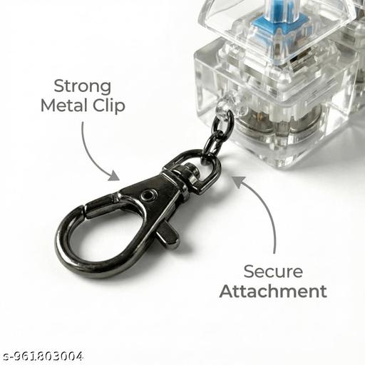 4-Key Mechanical Keyboard Fidget Keychain (Blue Clicky Switches) | Transparent Stress Relief Toy & Desk Accessory - Crispix 