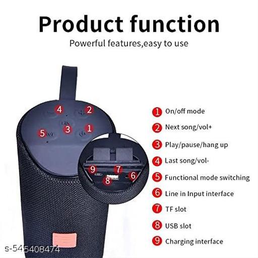 GeneCore TG-113 Splash-Proof Bluetooth Speaker | 3D Bass, FM, AUX, USB, TF Card, IPX5 Waterproof | Wireless Portable BoomBox - Crispix 