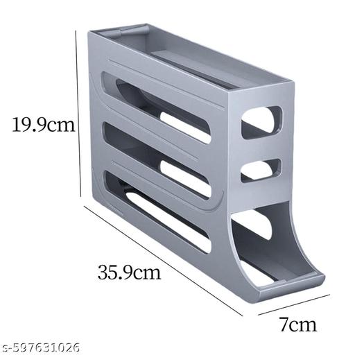 GURUKRUPA TRADLINK Egg Dispenser Automatic Rolling Tray Organizer, Holds 28 Eggs, Space Saving Refrigerator to Dining Table, Kitchen, Cabinets (Grey) - Crispix 