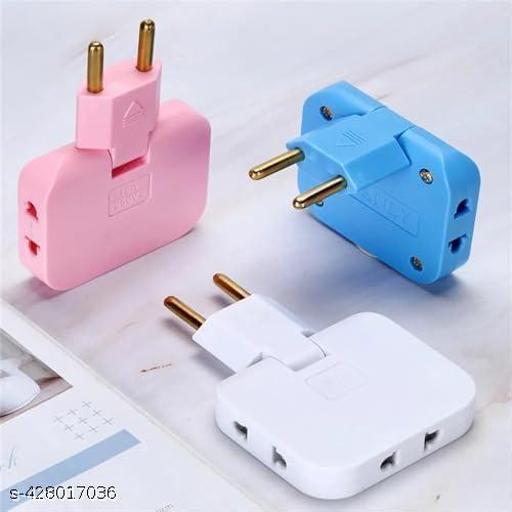 Rotate Plug EU Converter 3 in 1 Rotatable Outlet Extender 180 Degree Extension Plug with Foldable Multi Plug Mini Slim Wireless Outlet Adapter(Multicolor) [1 PCS]  - Crispix 