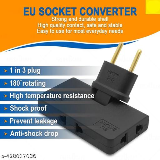 Rotate Plug EU Converter 3 in 1 Rotatable Outlet Extender 180 Degree Extension Plug with Foldable Multi Plug Mini Slim Wireless Outlet Adapter(Multicolor) [1 PCS]  - Crispix 