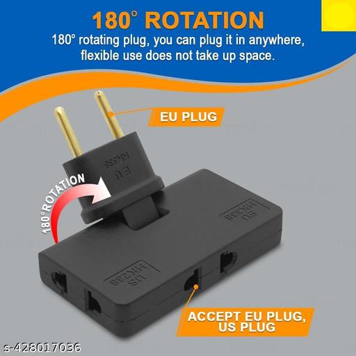 Rotate Plug EU Converter 3 in 1 Rotatable Outlet Extender 180 Degree Extension Plug with Foldable Multi Plug Mini Slim Wireless Outlet Adapter(Multicolor) [1 PCS]  - Crispix 