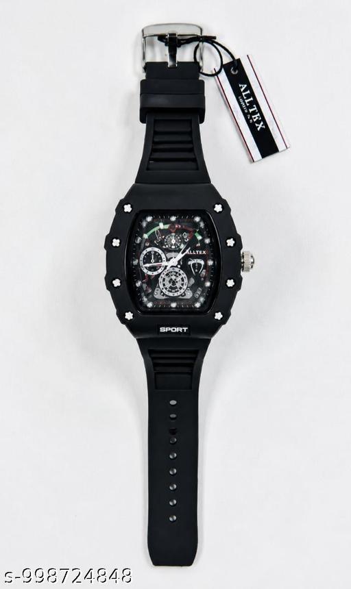 BS BLK Black Analog Watch With Square Dial P 05   - Crispix 
