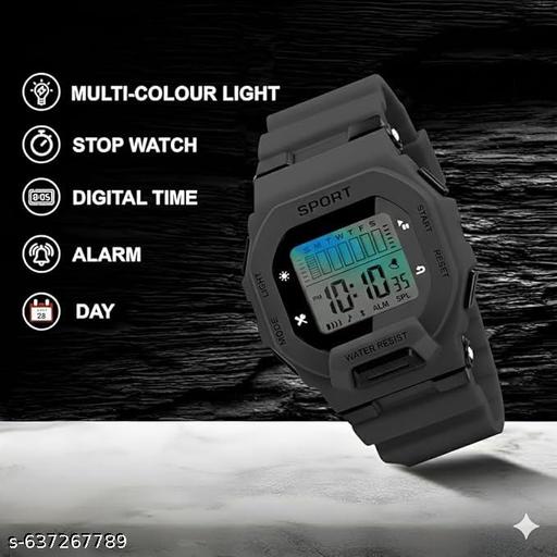 crispy Sportz Digital Silicone Strap Watch for Boys & Girls (grey) - Crispix 