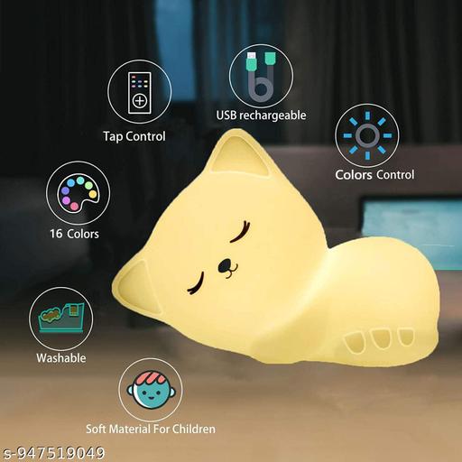 Deal Sleeping Cat Rechargeable Silicone Night Lamp - Cozy Cat LED Lamp, Kids Night Light, Nursery Decor, Birthday Gift, Silicone LED Light  - Crispix 