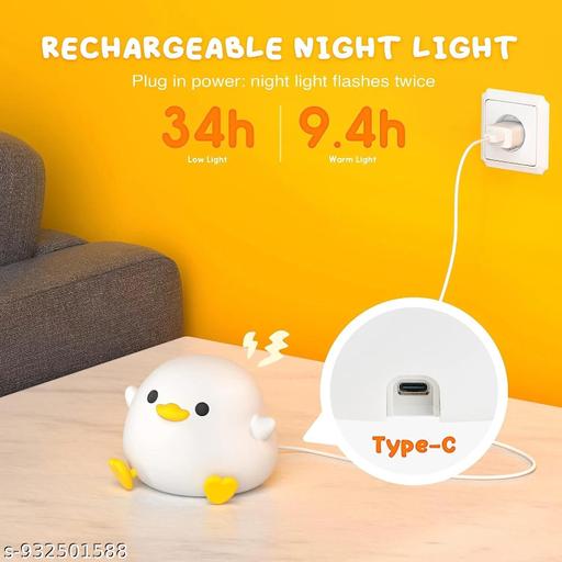 Duck Night Lamp, Duck Night Lamp, Siliconee Night Lamp, USB Rechargeable Bedside Lamp for Bedroom, Living Room Decor, Gift Toy - Crispix 