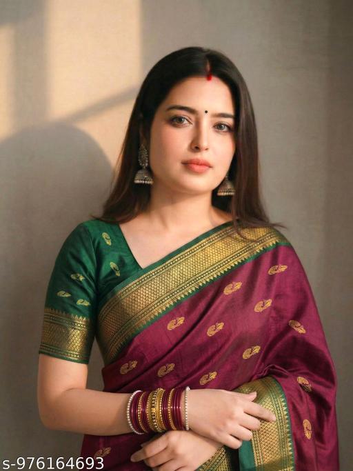 Fancy Traditional Sico Silk Saree for Wedding & Festive Wear  ( Chocolate Green A10   )  - Crispix 