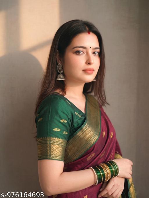 Fancy Traditional Sico Silk Saree for Wedding & Festive Wear  ( Chocolate Green A10   )  - Crispix 