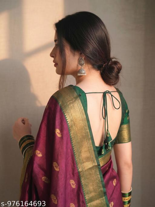 Fancy Traditional Sico Silk Saree for Wedding & Festive Wear  ( Chocolate Green A10   )  - Crispix 