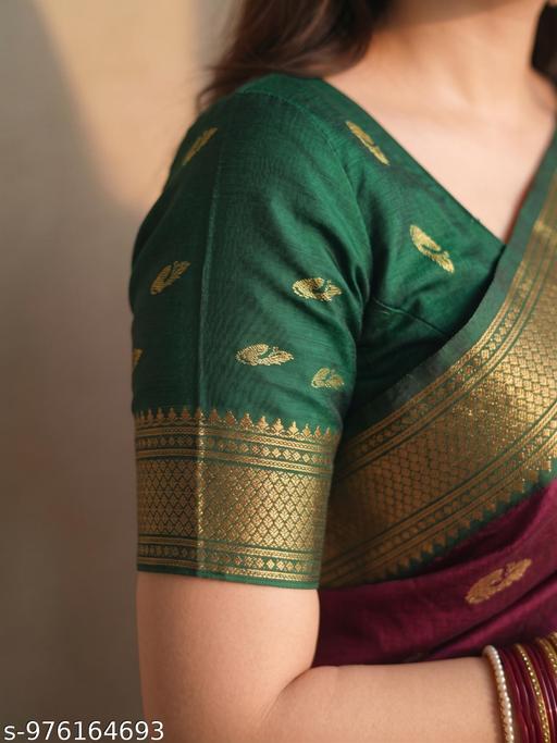 Fancy Traditional Sico Silk Saree for Wedding & Festive Wear  ( Chocolate Green A10   )  - Crispix 