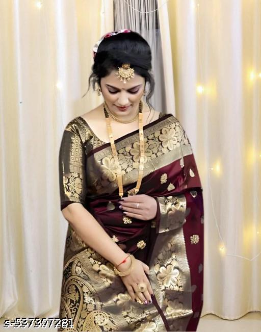Women's Kanjivaram Soft Banarasi Silk Saree With Blouse Piece Maroon - Crispix 