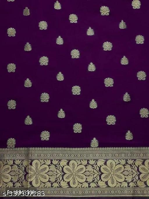 Women's Kanjivaram Soft Banarasi Silk Saree With Blouse Piece Purple - Crispix 
