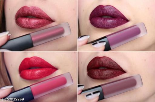 Sajuma Beauty new velvet long lasting waterproof non transfer liquid matte lipstick set of 4 combo pack  - Crispix 
