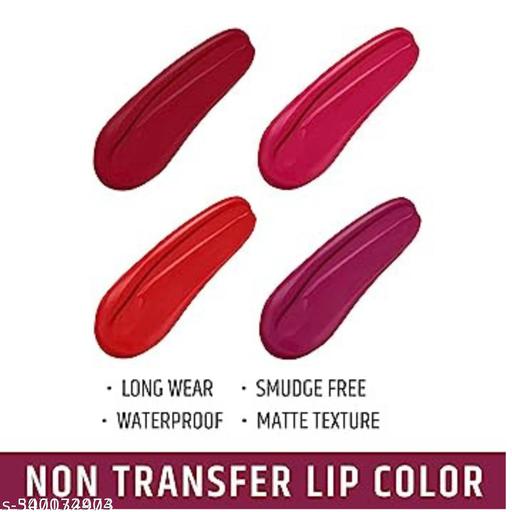 Sajuma Beauty new velvet long lasting waterproof non transfer liquid matte lipstick set of 4 combo pack  - Crispix 