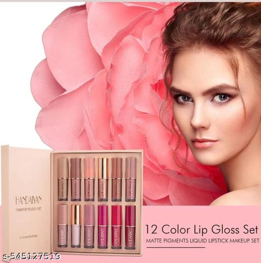  Non-Stick Cup NudeLip Stain Kit Up to 24H Wear Professional Lip Makeup Gift Kit for Women (pack of 12 combo Lipstick) - Crispix 