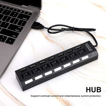 USB Splitter Multi Port USB 2.0 Hub, 7 Port - Dibanjo 