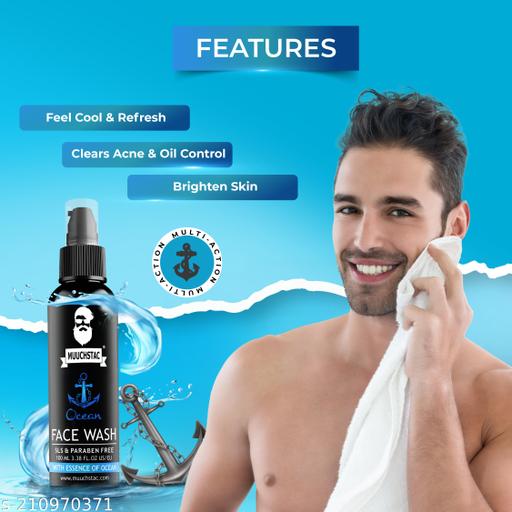 Ocean Face Wash for Men | Fight Acne & Pimples, Brighten Skin, Clears Dirt, Oil Control, Refreshing Feel - Multi-Action Formula | 100 ml - Dibanjo 
