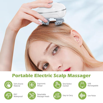 Smart Electric Scalp & Body Massager with 4 Heads - Dibanjo 