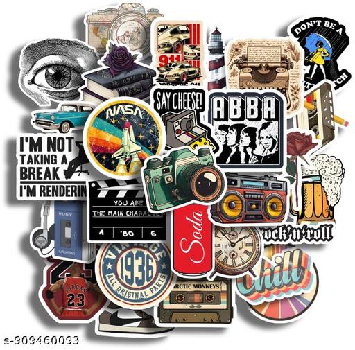 28Pcs + Vintage Vinyl Stickers - Waterproof and Residue-Free for Laptops, Journals, Scrapbooks, Water Bottles, Guitars, and More